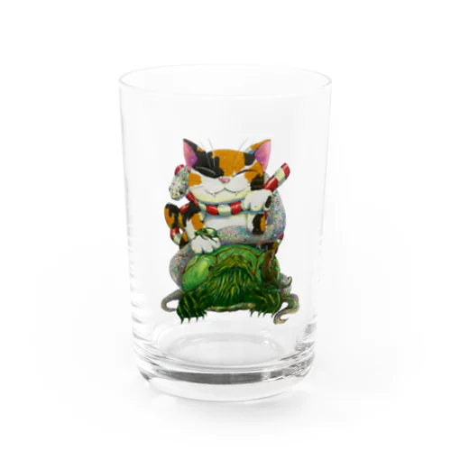 招き猫(福) Water Glass