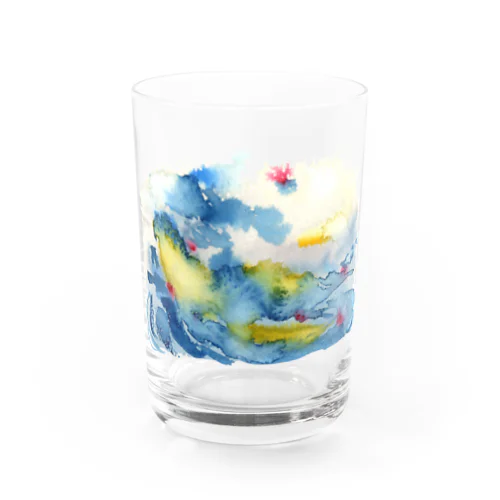 水彩ペイント・和風の抽象画 グラス
