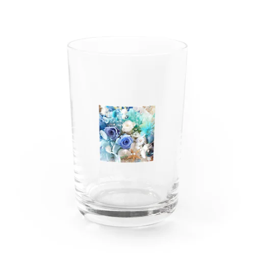 マリンブルーローズのおしゃれな花柄 Water Glass