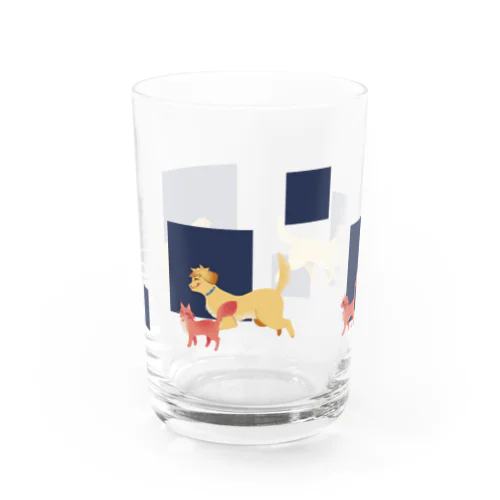 わんにゃんおっかけ Water Glass