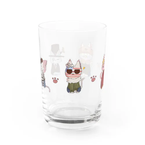 5匹のねこ Water Glass