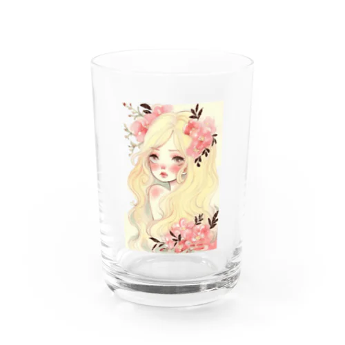 Pink Flower Hair Water Glass