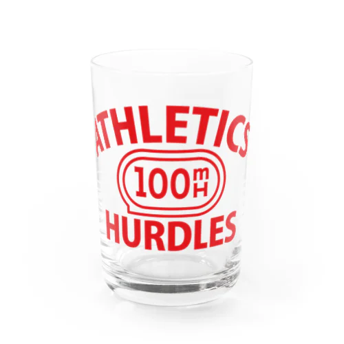 100メートルハードル競走・赤・陸上競技・100mH・ハードル10台・グッズ・オリジナル・デザイン・Tシャツ・陸上部・女子・美女・かっこいい・かわいい・選手・入賞・有力・確実・応援 Water Glass