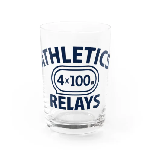 4×100mリレー・リレー競走・400メートルリレー走・グッズ・オリジナル・デザイン・Tシャツ・陸上部・男子・女子・美男子・美女・かっこいい・かわいい・選手・400mR・4継・四継・よんけい・入賞・応援 Water Glass