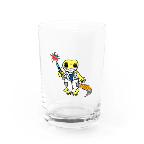 注射をがんばる君を応援するレオパちゃん Water Glass