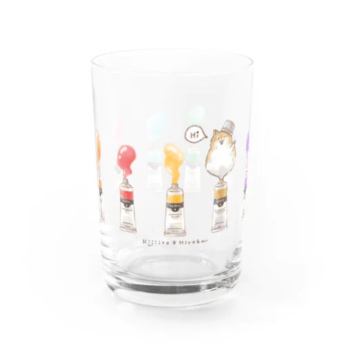 絵の具チューブからこんにちは！ポメラニアン カラフルver.2 Water Glass