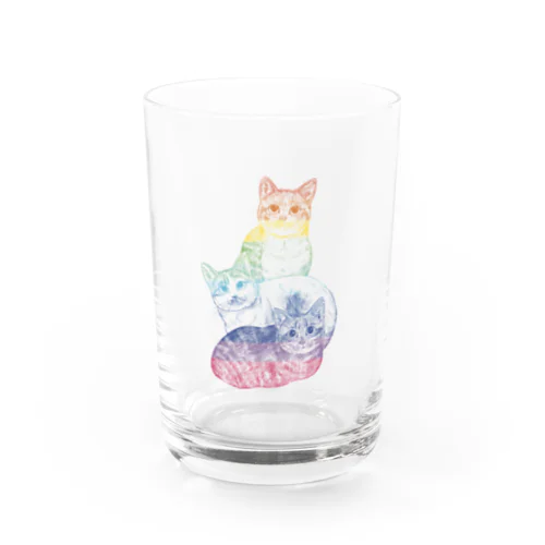 カラフルにゃんこトリオ Water Glass