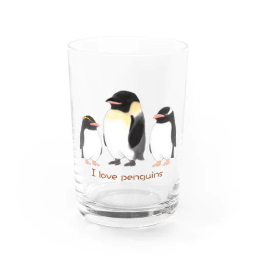 I Love Penguins Water Glass