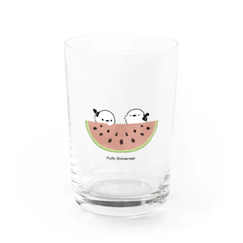 もふもふシマエナガとスイカ　コップ Water Glass