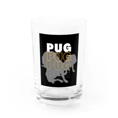 Pug silhouette Water Glass