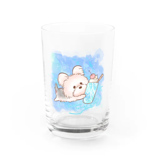 ヨーキーとクリームソーダと！ Water Glass