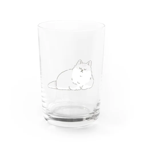 お昼寝中のもふ猫 Water Glass