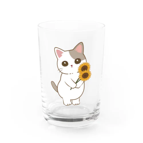 さわやか夏にゃんこ　向日葵 ver. Water Glass