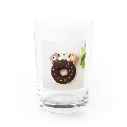 くまの3兄弟（チョコレートドーナツ） Water Glass