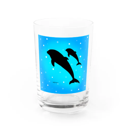 イルカのシルエット　海 Water Glass