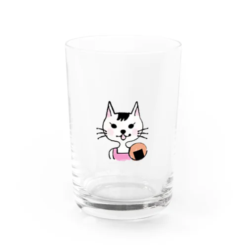 前髪シュフにゃんこ Water Glass