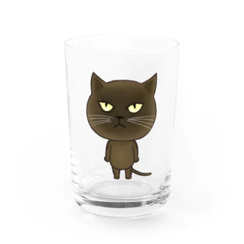 目つきが鋭いネコさん Water Glass
