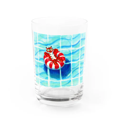 プールのトラちゃん Water Glass