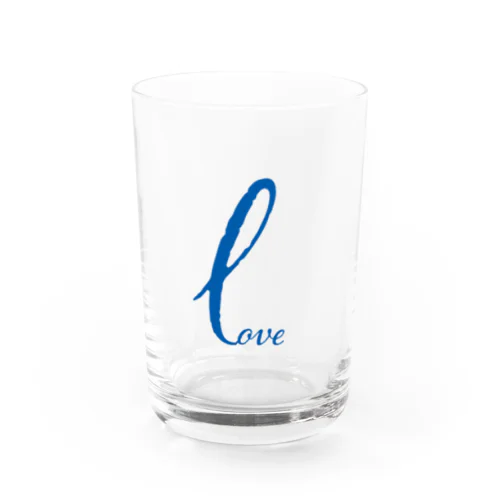 Love Blue Ribbon Water Glass