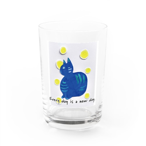 Cat blue  Water Glass