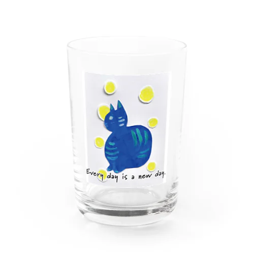 Cat blue  Water Glass