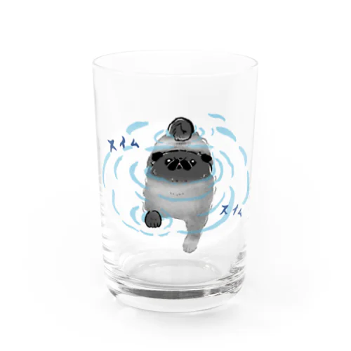 すいむ黒パグ Water Glass