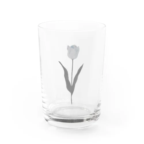 Tulip , shabby chic gray Blue . Water Glass