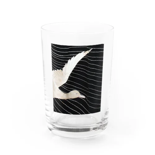 黒と白　水鳥の柄 グラス