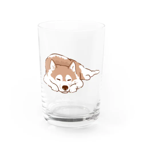 チョコカラー　眠るハスキー　 Water Glass