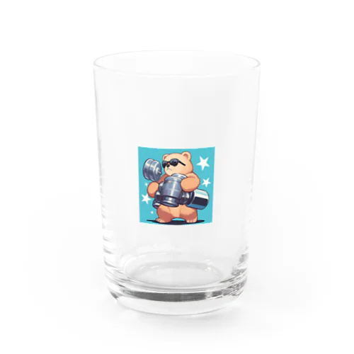 筋トレするサングラスくまさん Water Glass