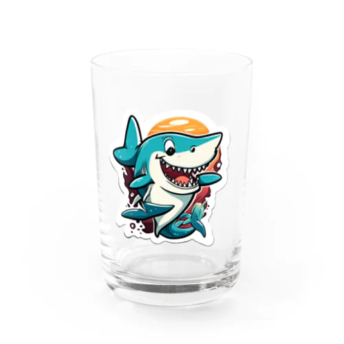 カートゥーンサメ君グッズ（AIイラスト商品） Water Glass