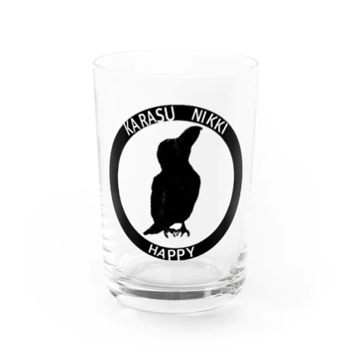 カラス日記ロゴ入りシルエットハッピー Water Glass