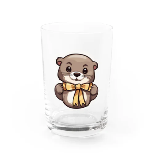 可愛いリボンのもちぽんのステッカー Water Glass