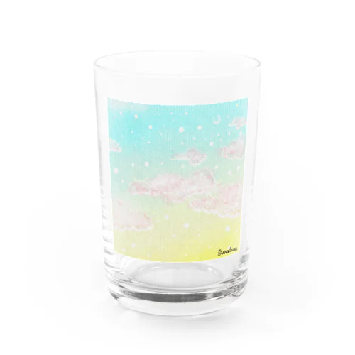 ブルーアワーの空と三日月 Water Glass