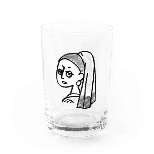 真珠の耳飾りの少女(モノクロ) Water Glass