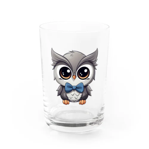 蝶ネクタイをしたフクロウ Water Glass