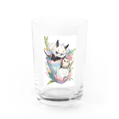 お花フクロウ Water Glass