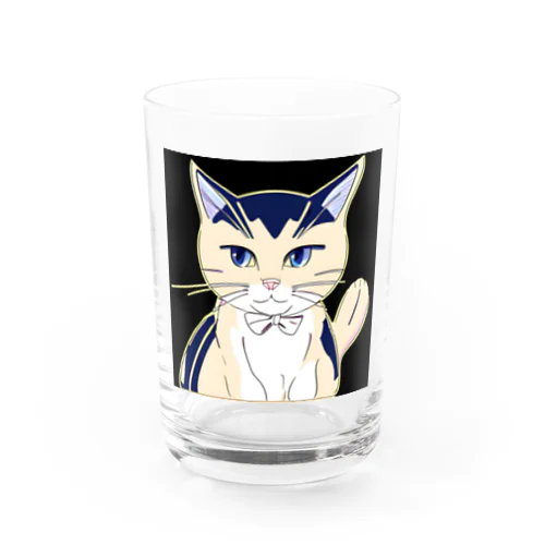 気品ある猫 シマシマ柄 Water Glass