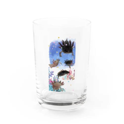 ゆるかわウーパールーパーたち Water Glass