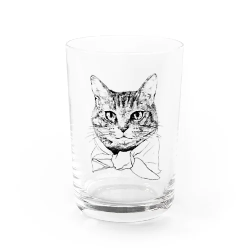 ペン画のしましま猫ちゃん Water Glass