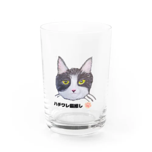 チョークアートの白黒ハチワレ猫推し😸 Water Glass