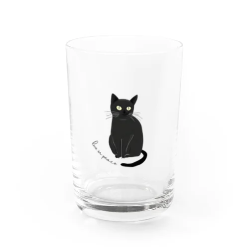 黒猫-Live In Peace- Water Glass