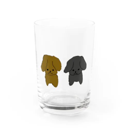 黒いわんこと茶色いわんこ Water Glass