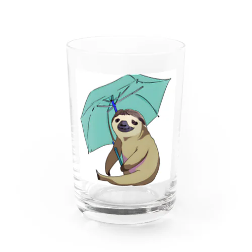 傘を持つナマケモノのモーちゃん Water Glass
