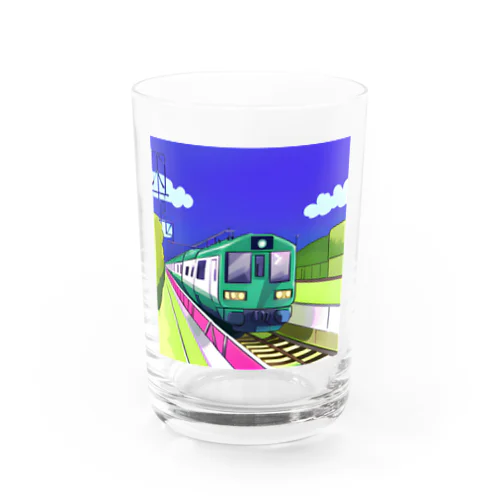 緑色の電車 Water Glass