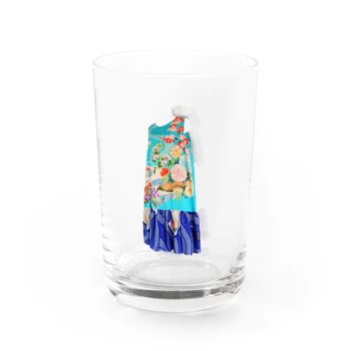 ハンドメイドリメイク着物青 Water Glass