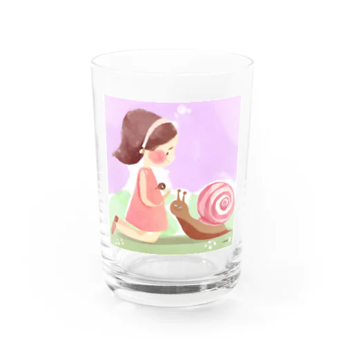 女の子とカタツムリ Water Glass