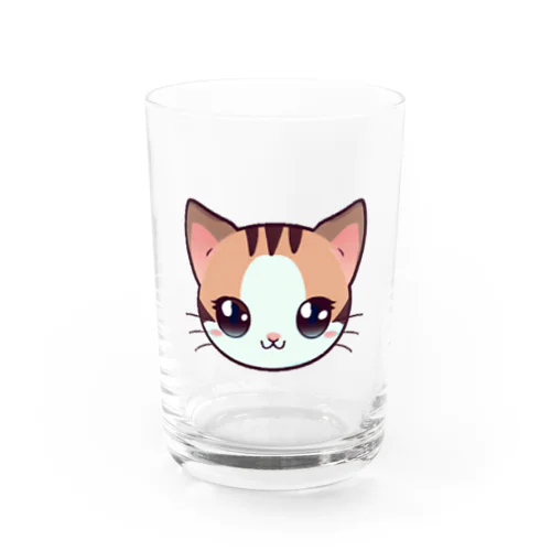 目を輝かせている猫 Water Glass