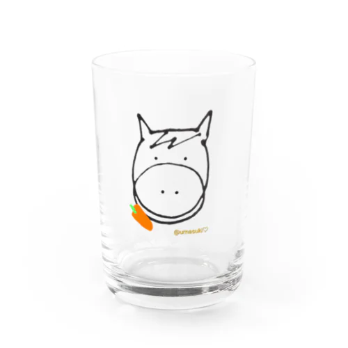 お馬さんの手書きイラスト入りグッズ Water Glass