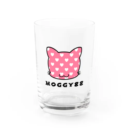 MOGGY88 猫ロゴ　ハート柄(ピンク) Water Glass